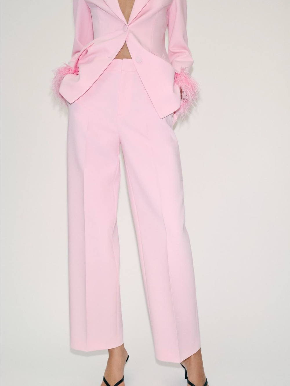 ZARA BNWT LOW-RISE STRAIGHT LEG PANTS. PINK 2530/593/620 - Picture 2 of 7